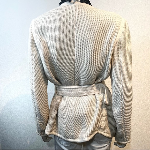 VINCE. Belted Soft Tweed Cotton-Blend Robe Jacket in Cream Beige • Blogger Fav! - Picture 8 of 13